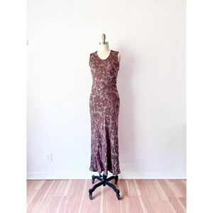 Parallel Dresses Maxi Dress Mauve Brown Floral Burnout Metallic Sleeveless 6